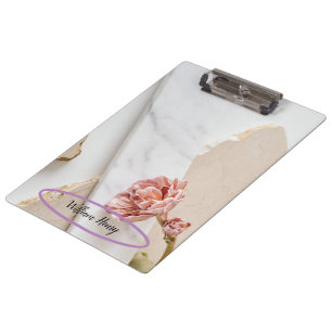 Fresh Look Name Customise White Marble Clipboard