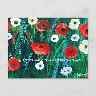 Fresh-looking Flower Field Acrylic For Her Postcard