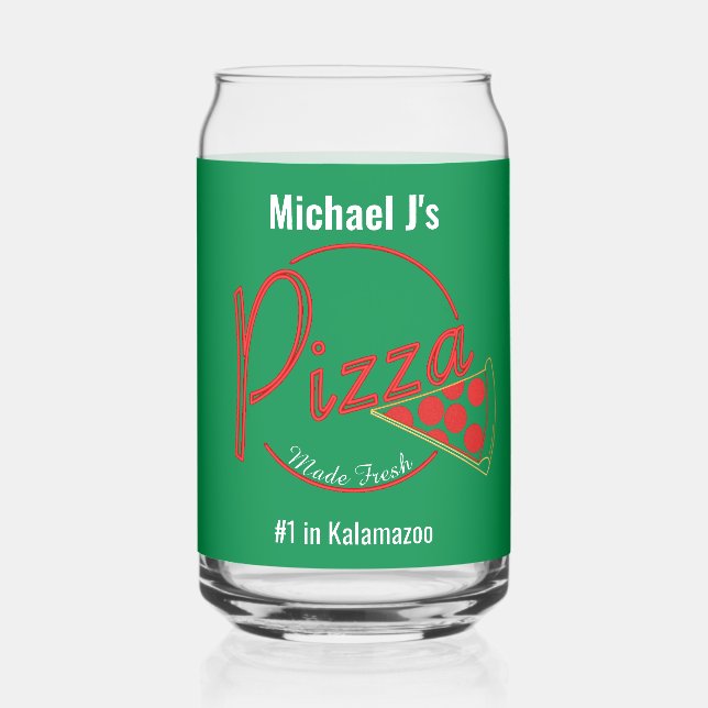 Fresh Made Pizza Pizzeria Can Beer Glass (Front)