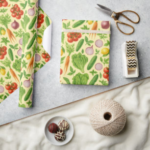 Fresh Market Vegetable Wrapping Paper   Foodie Gif