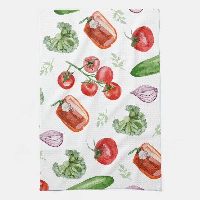 Fresh Market Vegetables Tea Towel (Vertical)