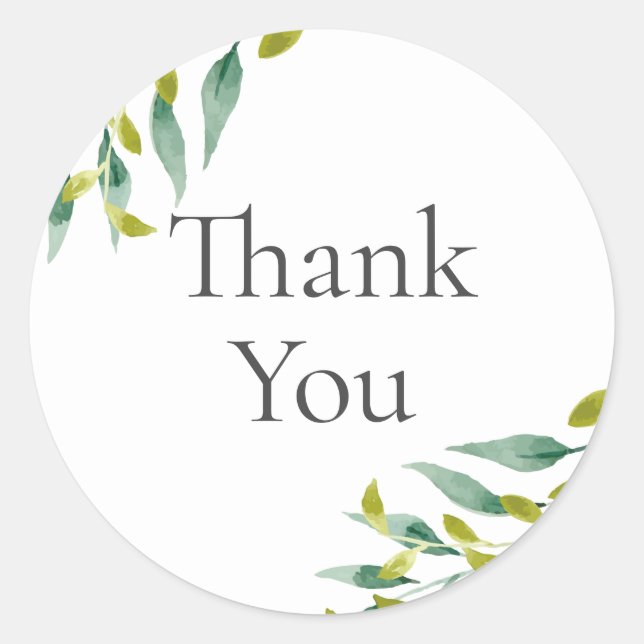 Fresh Meadow Leaves Bridal Shower Thank You Classic Round Sticker (Front)