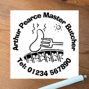 Fresh Meat Barbecue Butcher. Butcher Shop Rubber Stamp
