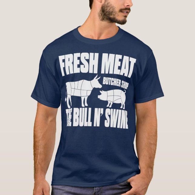 Fresh Meat Butcher Shop Gay Bear T-Shirt (Front)