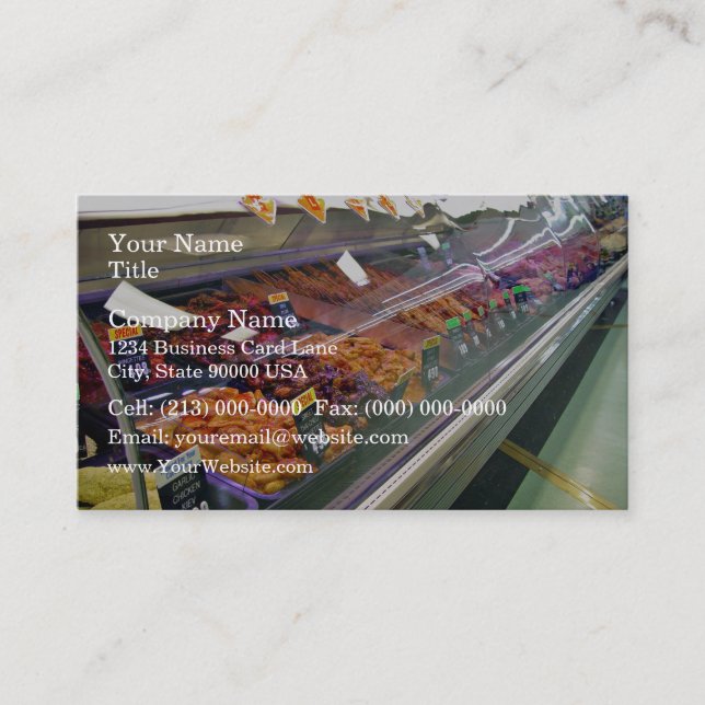 Fresh Meat Deli Counter at supermarket Business Card (Front)