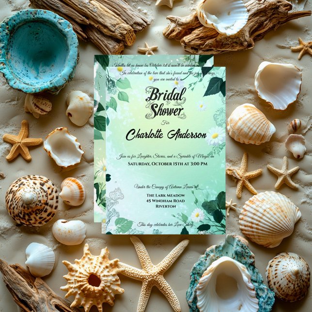 Fresh Mint and White Daisy Bridal Shower Invitation (Creator Uploaded)
