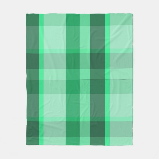 Fresh Mint & Forest Green Plaid Fleece Blanket (Front)
