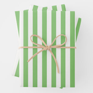 Fresh Mint Green and White Vertical Stripes Wrapping Paper Sheet
