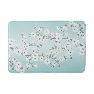 Fresh Mint Green Botanical Lumbar Pillow Bath Mat