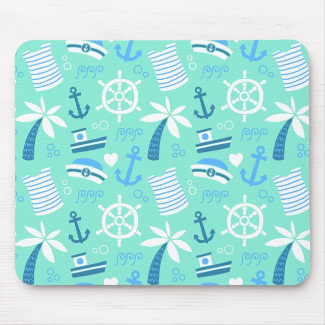 Fresh mint nautical sailor pattern mouse mat (Front)