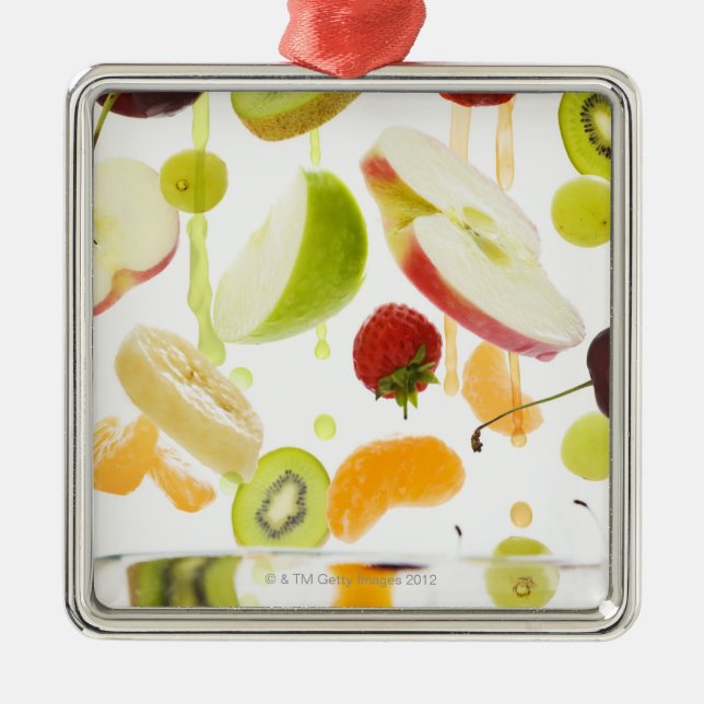 Fresh mixed fruit with apple & orange juice metal tree decoration (Front)