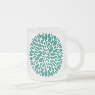 Fresh Modern Abstract Chrysanthemum Glass Mug