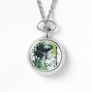 Fresh modern bamboo zen, personalised time pice  watch