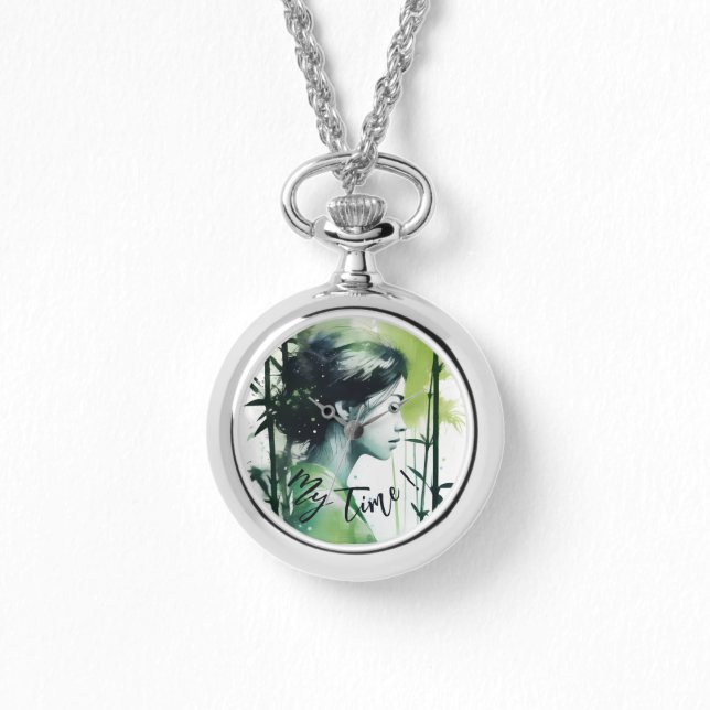 Fresh modern bamboo zen, personalised time pice  watch (Front)