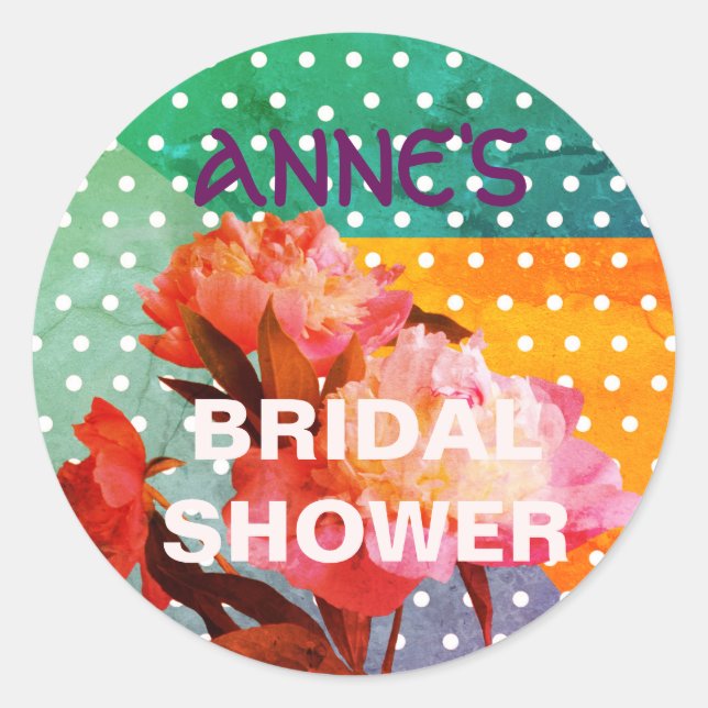 Fresh & Modern  Bridal Shower Sticker (Front)