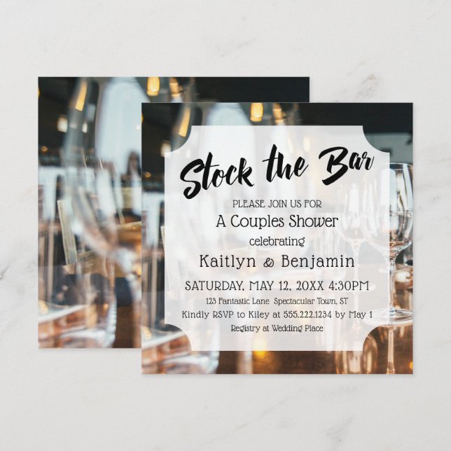 Fresh & Modern Stock the Bar Couples Shower Invitation (Front/Back)