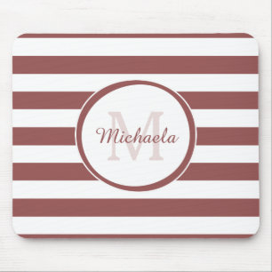 Fresh Monogrammed Name Chunky Soft Red Stripes Mouse Mat