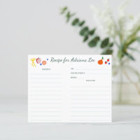 FRESH OFF MARKET CUSTOM Bridal Shower Recipe Card