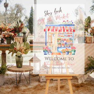 Fresh Off Market Floral Bridal Shower Welcome  Acrylic Sign