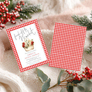 Fresh off Market Red Gingham Festive Bridal Shower Invitation