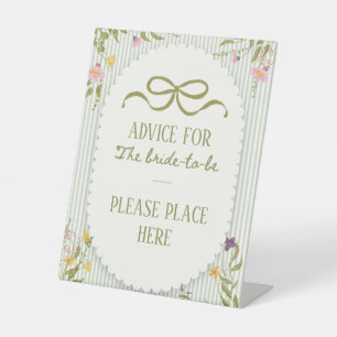 Fresh off the market advice for the bride pedestal sign