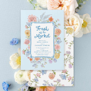 Fresh off the Market Blue Bridal Shower Invitation