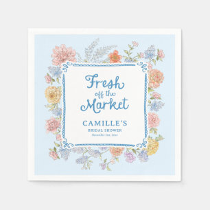 Fresh off the Market Blue Bridal Shower Napkin