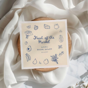 Fresh Off The Market Blue Hand Drawn  Napkin