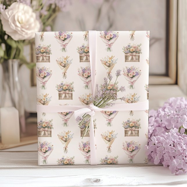 Fresh Off the Market Boho Floral Bouquet Wrapping Paper (Creator Uploaded)