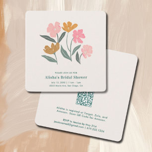 Fresh Off the Market Boho Floral Bridal Shower QR Invitation