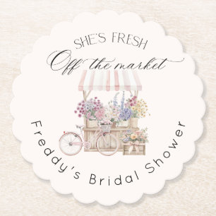 Fresh Off the Market Boho Flower Cart Bridal Paper Coaster
