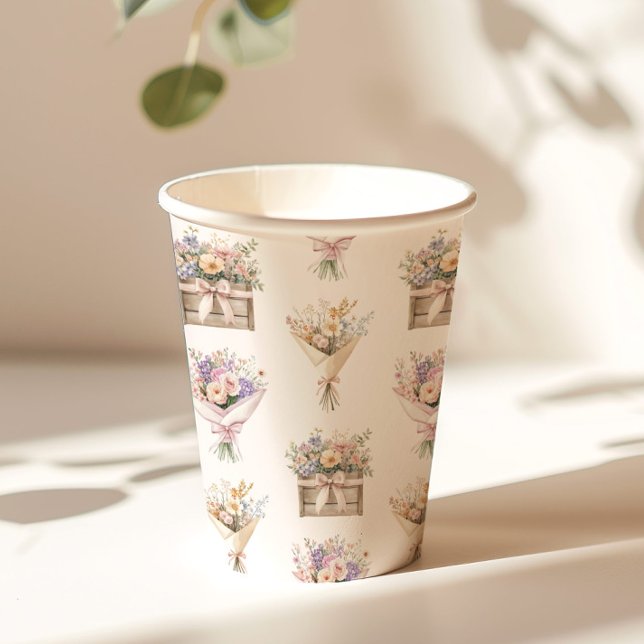 Fresh Off the Market Bouquet Bridal Shower Paper Cups (Creator Uploaded)