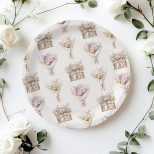 Fresh Off the Market Bouquet Bridal Shower Paper Plate