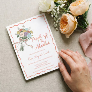 Fresh Off The Market Bouquet Floral Bridal Shower Invitation
