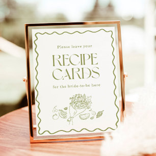 Fresh Off the Market Bridal Recipe Cards Sign