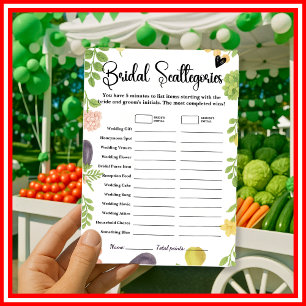 Fresh Off The Market Bridal Scattegories Game