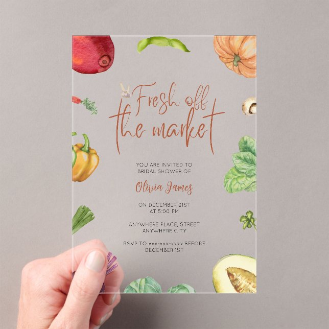 Fresh off the market bridal shower  acrylic invitations (Insitu (Handheld))