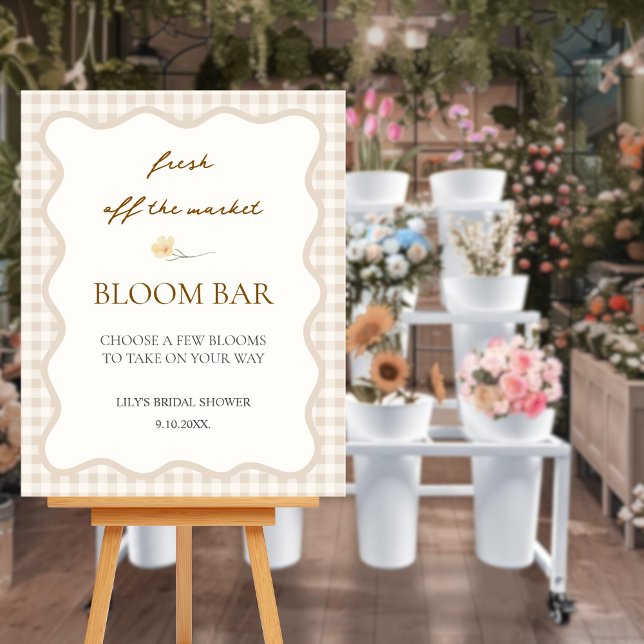 Fresh off the Market Bridal Shower Bloom Bar Poster (fresh off the market bloom bar sign for bridal shower)