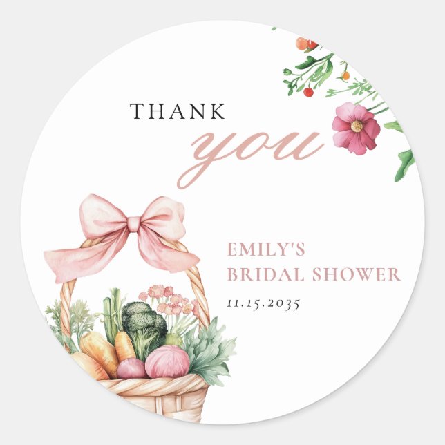 Fresh Off The Market Bridal Shower Classic Round Sticker (Front)
