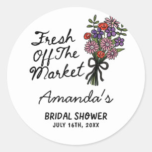 Fresh Off The Market Bridal Shower Classic Round Sticker