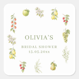 Fresh Off The Market Bridal Shower Favour Square Sticker