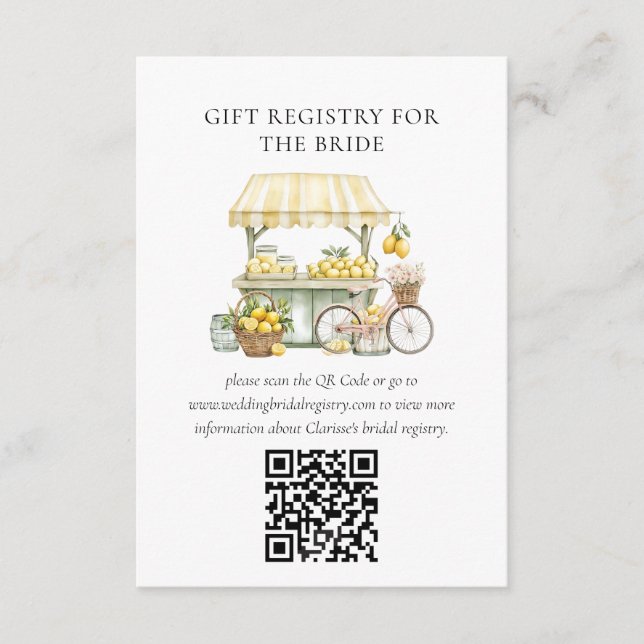 Fresh Off The Market Bridal Shower Gift Registry  Enclosure Card (Front)