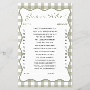 Fresh off the Market bridal shower Guess Who Game Flyer