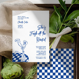 Fresh Off The Market Bridal Shower Hand Drawn Invitation