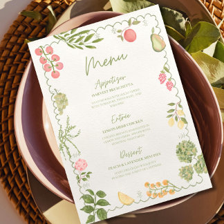 Fresh off the Market Bridal Shower Menu Template 