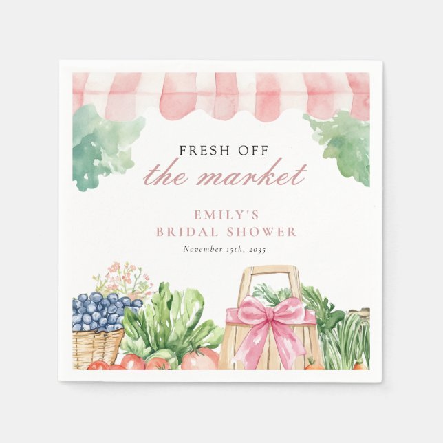 Fresh Off The Market Bridal Shower Napkin (Front)
