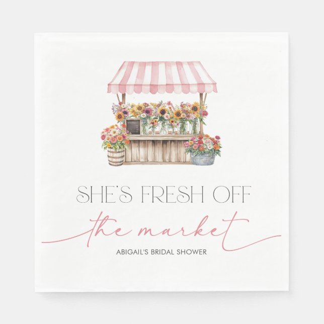 Fresh off the Market Bridal Shower Napkin (Front)