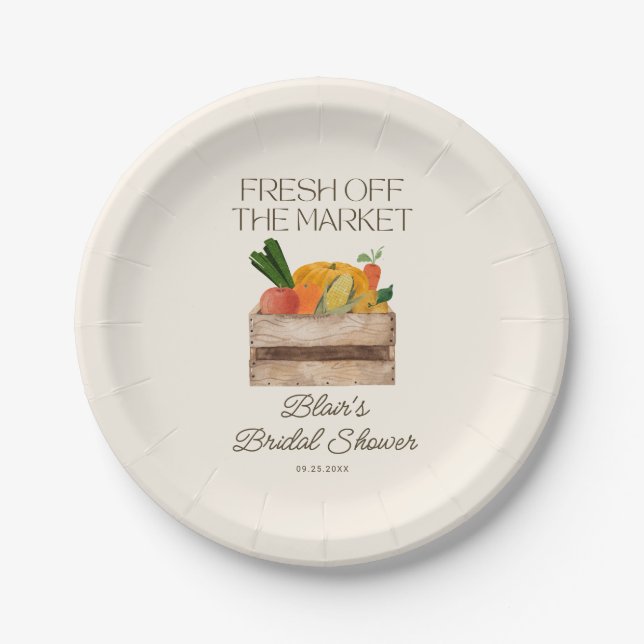 Fresh Off The Market Bridal Shower Paper Plate (Front)
