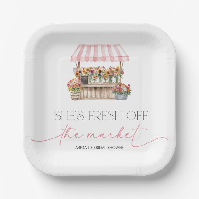 Fresh off the Market Bridal Shower Paper Plate (Front)