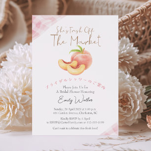 Fresh Off the Market Bridal Shower Peach Rustic Invitation